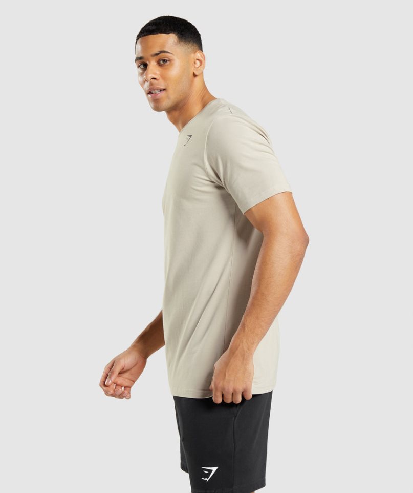 Men's Gymshark Essential T-Shirts Beige | CA 0N5381